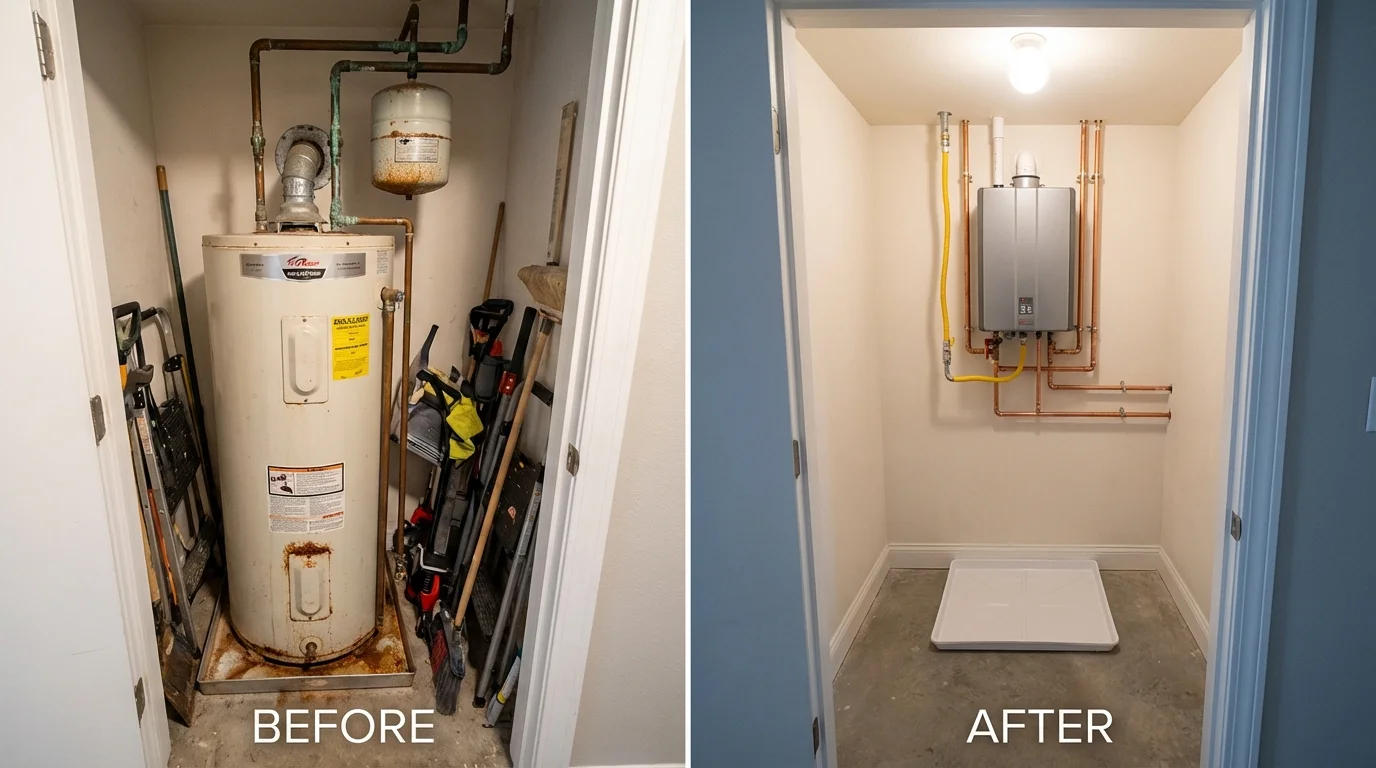 Tank water heater versus wall-mounted tankless unit comparison for Thatcher, AZ homeowners